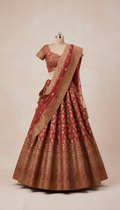 Sandalwood Red Brocade Lehenga with Dupatta
